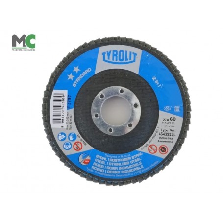 Disco de traslapado Tyrolit de 4,5" -27A60