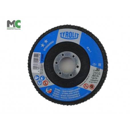 Disco de traslapado Tyrolit de 4,5" -27A80
